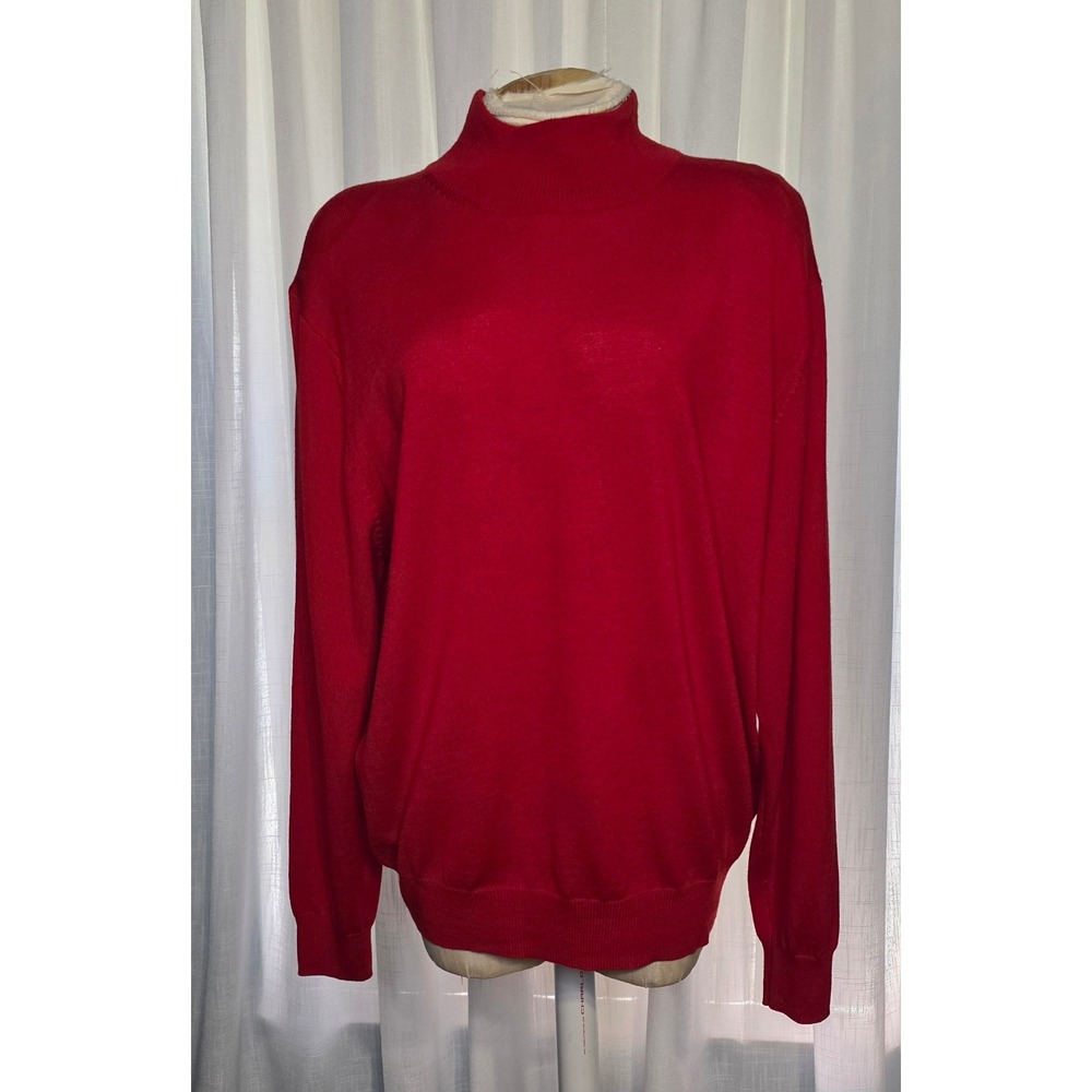 Jos. A. Bank Signature Collection Red 100% Merino Wool Mock Neck Sweater Large